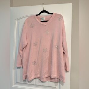 Pink Snowflake 2X Sweater by The Quacker Factory Christmas Winter